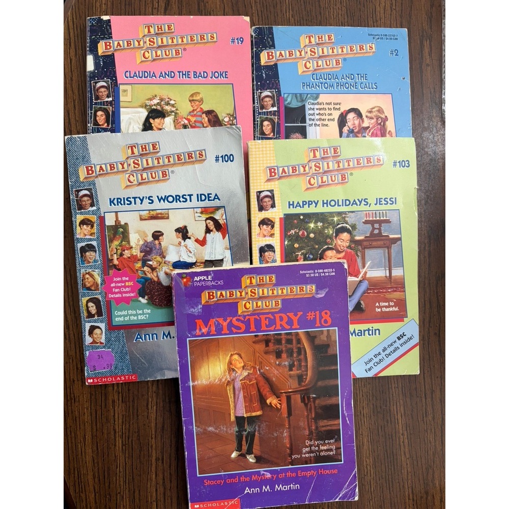 Lot Of 5 Vintage Baby Sitters Club Books Ann M Martin 1980s 1990s Scholastic